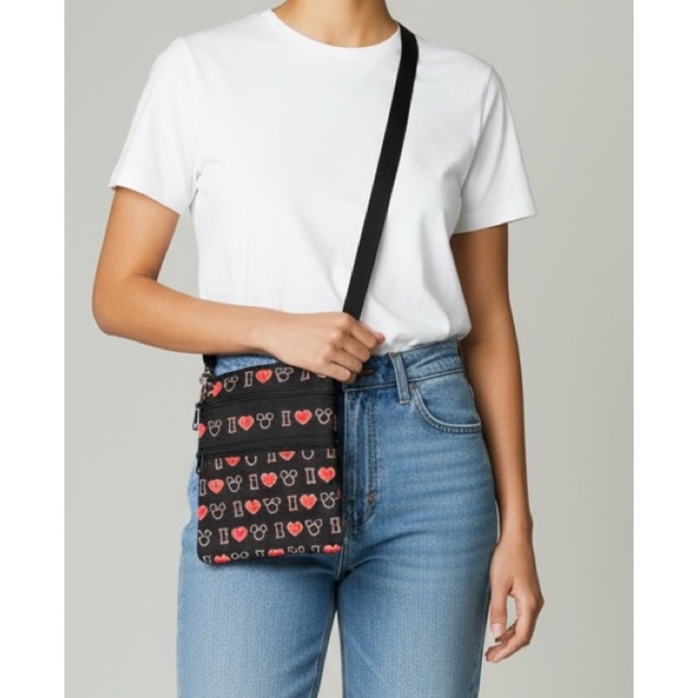 Disney Black Red & White I Love Mickey Passport Crossbody Bag